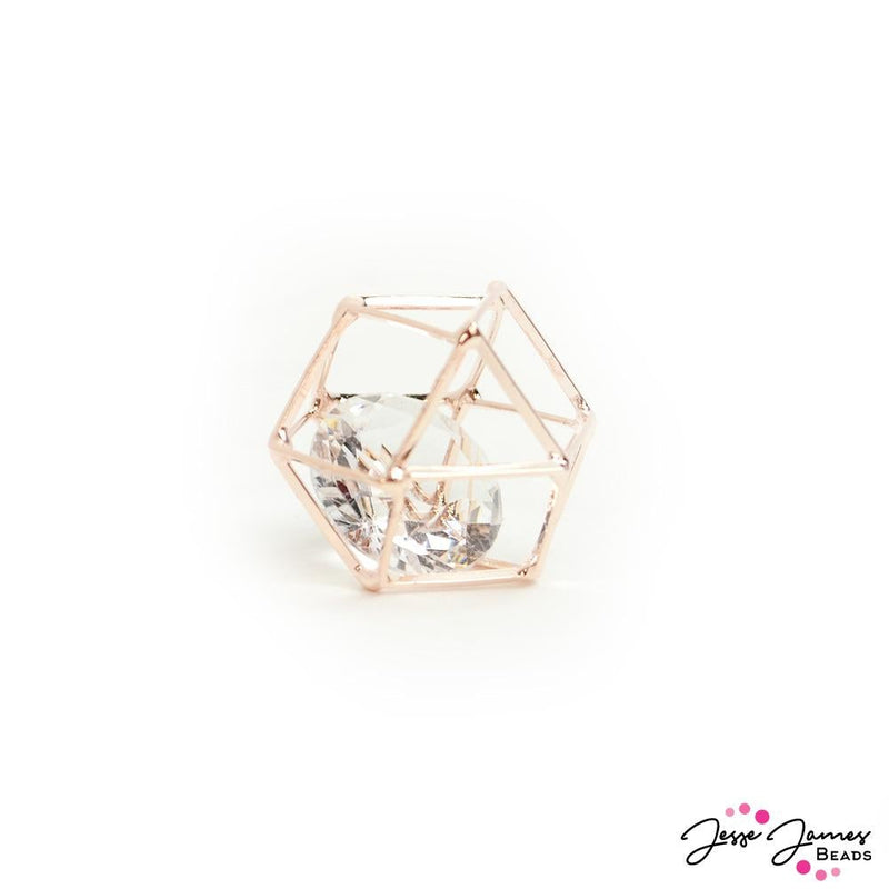 Caged Crystal Bead In Rose Gold 20mm