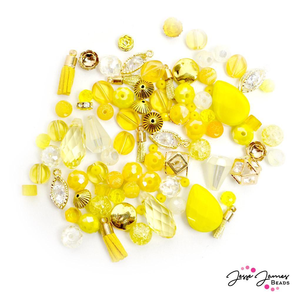 Mini Bead Mix in Lemon Yellow Sun