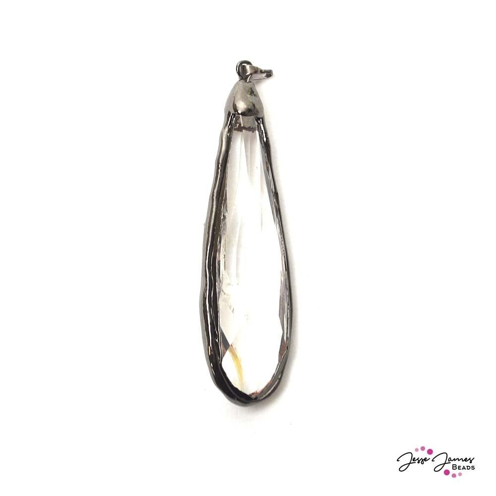 Pendant Edgy Crystal in Gunmetal